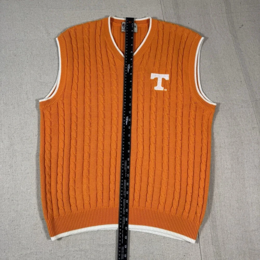 VTG‎ Joe College Sports Tennessee Volunteers Cable Knit Sweater Vest Mens Large
